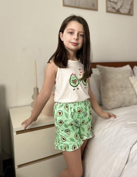 Arshiner Girls Pajamas Ruffle Sleepwear Tank Top and Shorts Set Pjs Outfit
