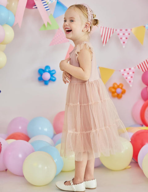 Arshiner Toddler Baby Girl Dress Ruffle Sleeveless Tulle Dresses 2-6