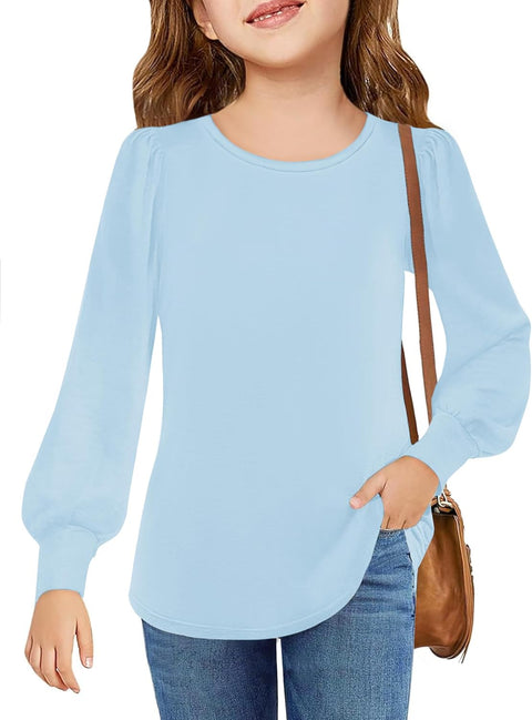 Arshiner Girls Puff Long Sleeve Shirts Lantern Sleeve Tunic Tops