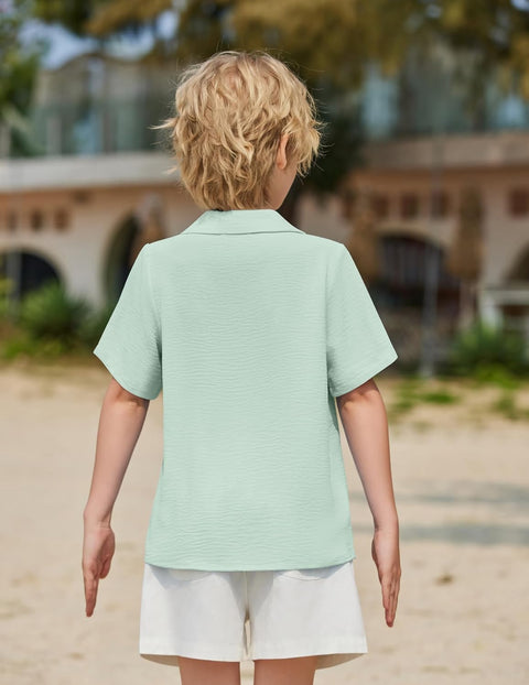 Arshiner Boys Short Sleeve Button Down Shirt 4-12 Years