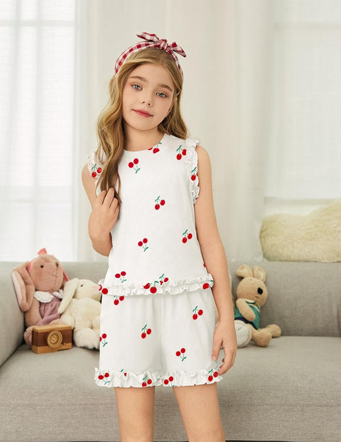 Arshiner Toddler Girls Clothes Ribbed Knit Ruffle Sleeveless Tops and Shorts with Pockets Cute Summer 2 Pieces Short Sets
