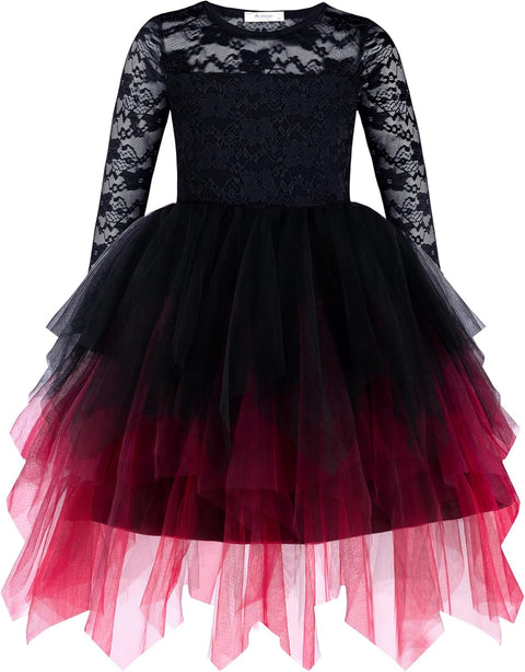 Arshiner Flower Girl Dress Toddler Contrast Lace Tutu Tulle Dresses