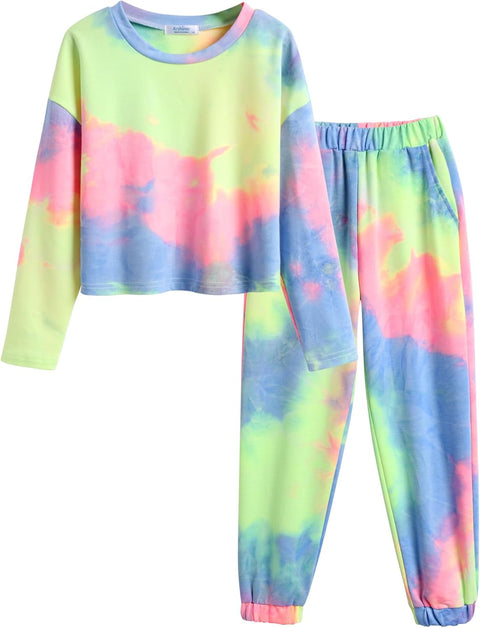Arshiner Girls 2 Piece Outfits Tie Dye Sweatsuits Set