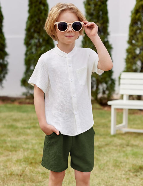 Arshiner Toddler Boys Piece Set Shirt and Shorts Outfits with Pocket 2-8 Years