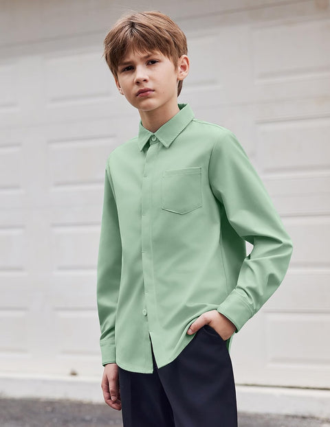 Arshiner Boys Long Sleeve Dress Shirt Formal Uniform Shirts