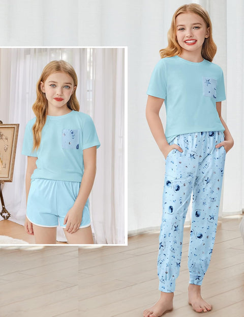 Arshiner Girls Clothes 3 Piece Outfits Short Sleeve Shirt
