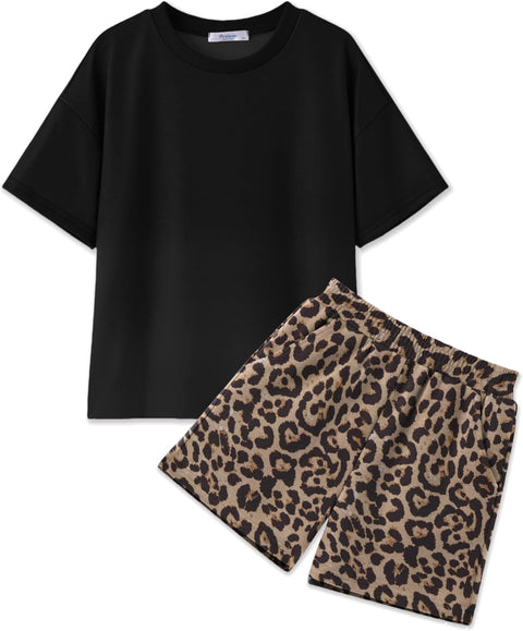 [6Y-14Y] Arshiner Girls 2 Piece Sets Short Sleeve Tops and Shorts