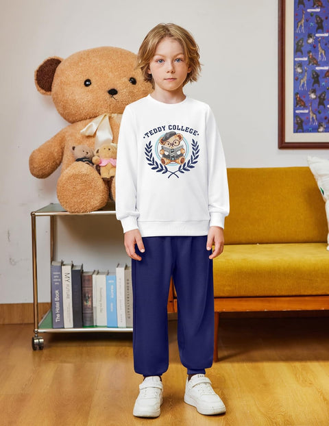 Arshiner Boys Teddy Bear Sweatshirt and Pants Outfit Set