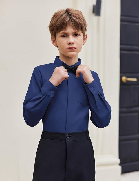 Arshiner Boys Long Sleeve Dress Shirt Formal Uniform Shirts