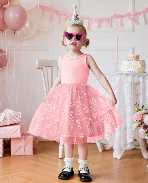 [2T-7Y] Arshiner Toddler Sleeveless Formal Dress Fancy Cute Tulle Glitter Dresses