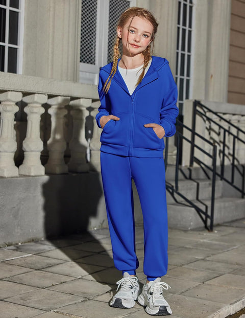 Arshiner Girls 2 Piece Outfits Jogger Sets With Zip Up Hoodie