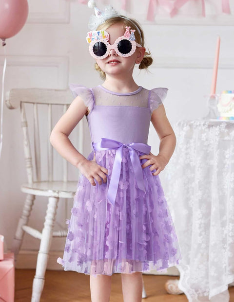 [2-8Y] Arshiner Toddler Girls Tutu Dress Contrast Mesh Party Dresses