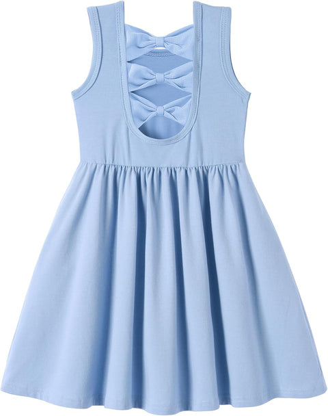 【2-6Y】Arshiner Toddler Girls Dress Back Bowknot Twirly Sundress with Pockets