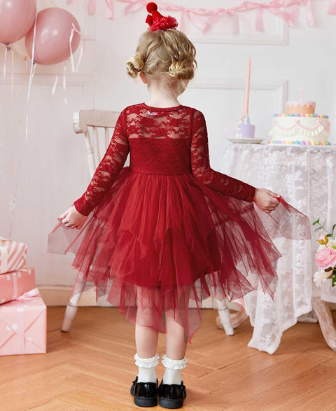 Arshiner Flower Girl Dress Toddler Contrast Lace Tutu Tulle Dresses