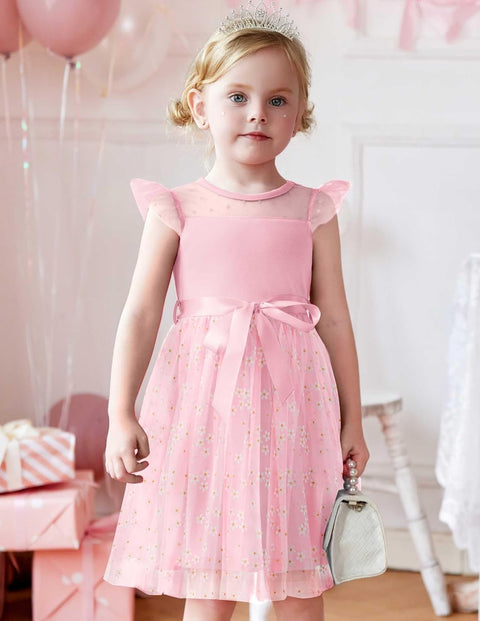 [2-8Y] Arshiner Toddler Girls Tutu Dress Contrast Mesh Party Dresses