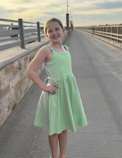 Arshiner Girls Cami Sleeveless Bow Tie Casual Sundress with Pockets for 5-12Y