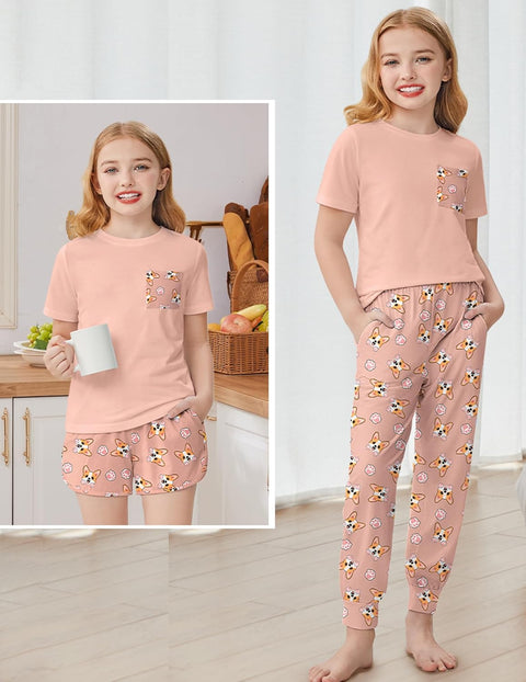 Arshiner Girls Clothes 3 Piece Outfits Short Sleeve Shirt