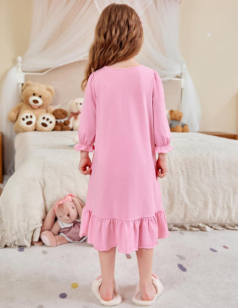 Arshiner Girls Long Sleeve Pajama Dress