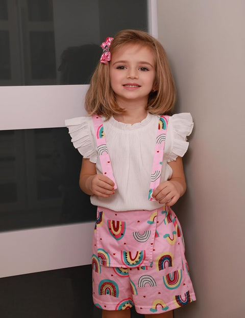 Arshiner Girls Ruffle Short Sleeve Shirts Frill Neck Pleated Blouse Tops
