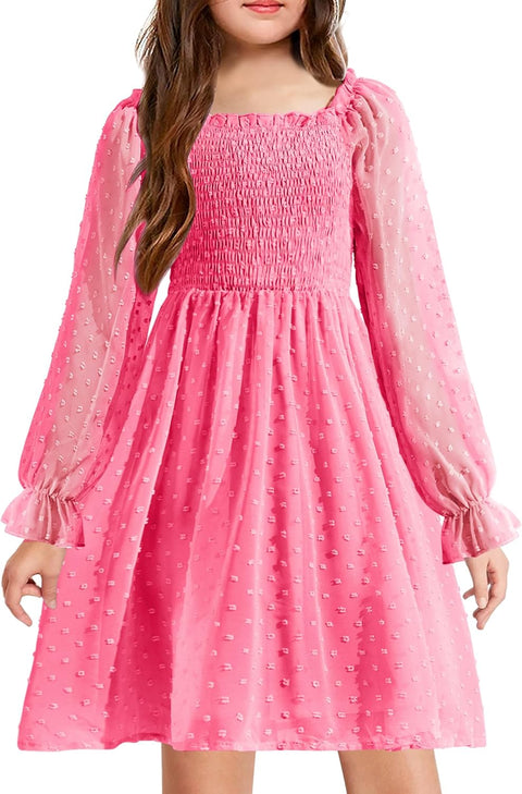 Arshiner Girl Tulle Dress Winter Long Sleeve Teen Girls Party Dresses