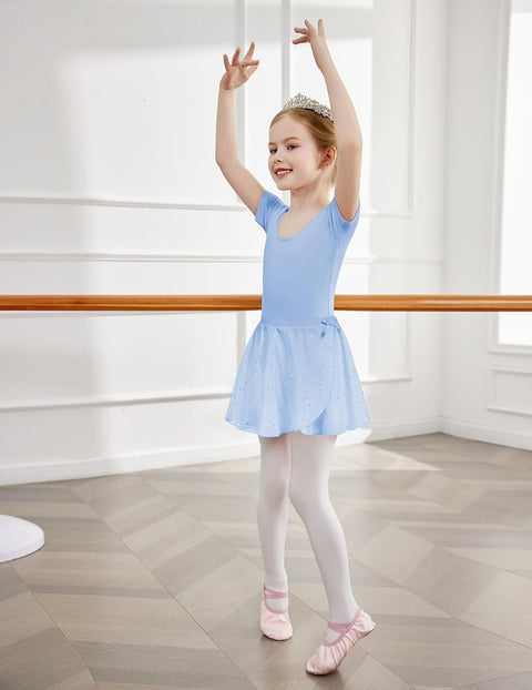 Arshiner Girls Sequin Ballet Leotards Combo Irregular Hem Dance Dresses
