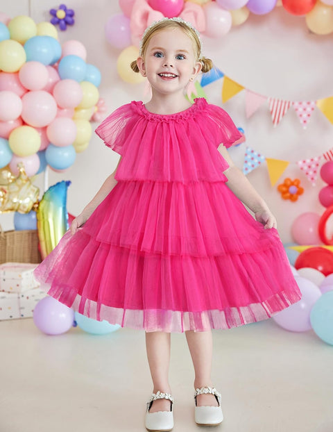 Arshiner Girls Tulle Dress Toddler Layered Tutu Dresses