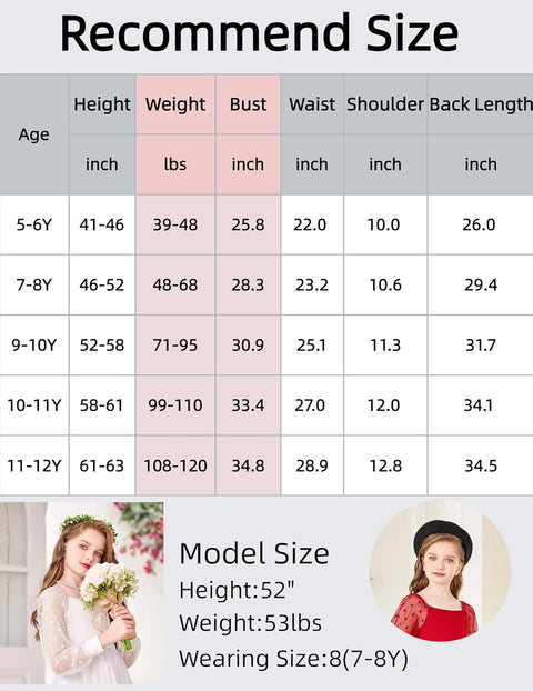 Arshiner Girl Tulle Dress Puff Long Sleeve Teen Girls Party Casual Dresses