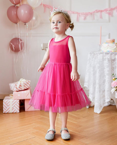 [2T-7Y] Arshiner Toddler Sleeveless Formal Dress Fancy Cute Tulle Glitter Dresses