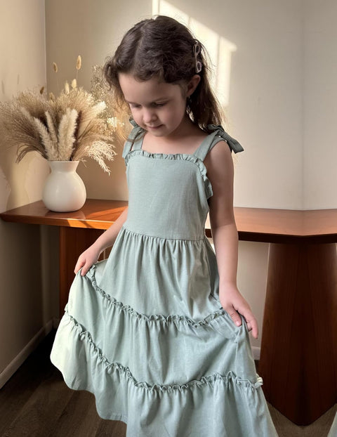 Arshiner Girls Dress Tween Boho Bowknot Strap Swing Flowy Dress