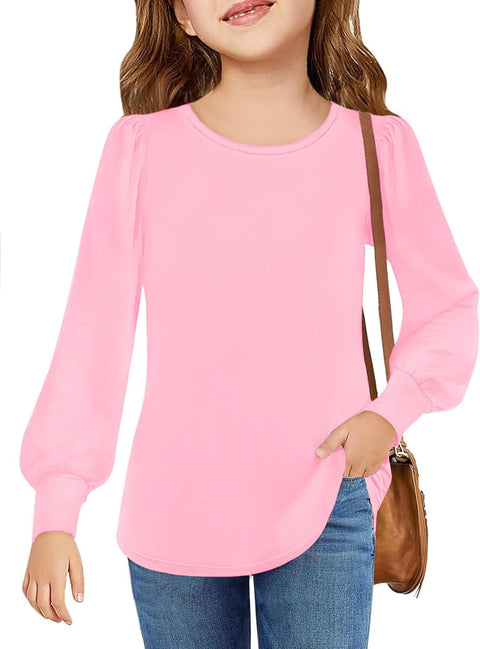 Arshiner Girls Puff Long Sleeve Shirts Lantern Sleeve Tunic Tops
