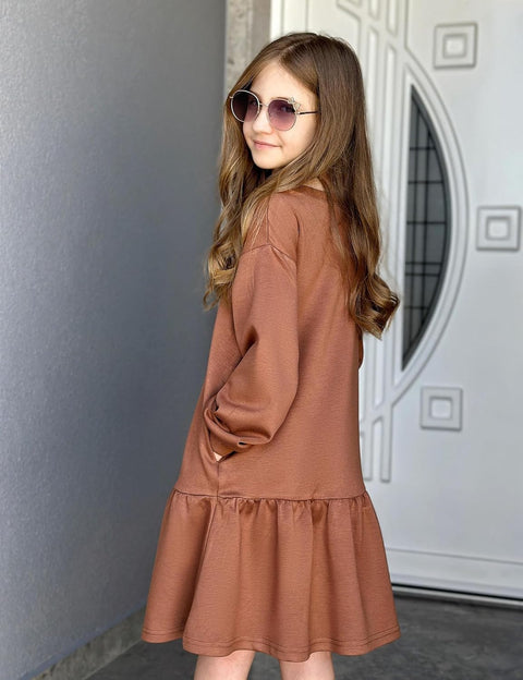 Arshiner Girls Dresses Long Sleeve Pullover Drop Shoulder Dress