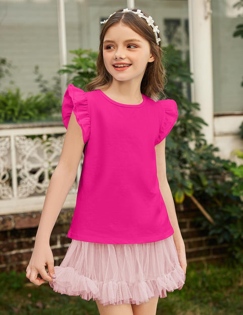 Arshiner Girls Shirts Ruffle Short Sleeve Cute Casual Tops Blouse Tee