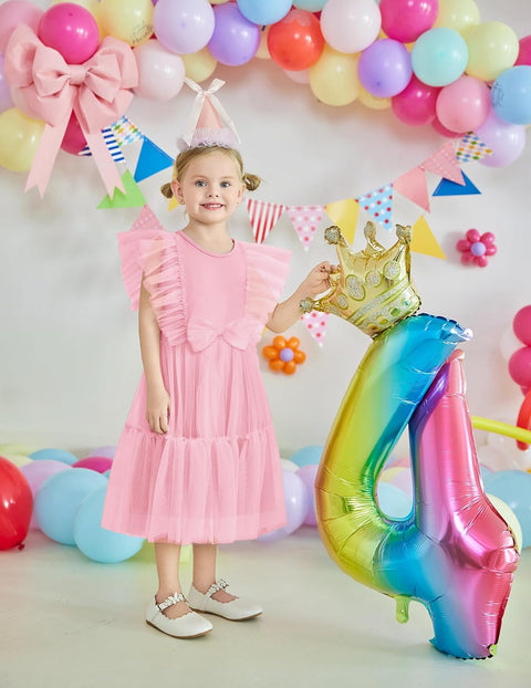 【2-6T】Arshiner Toddler Tutu Dress Girls Tulle Ruffle Bowknot Dresses