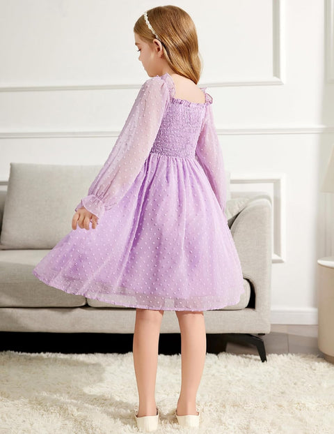 Arshiner Girl Tulle Dress Winter Long Sleeve Teen Girls Party Dresses