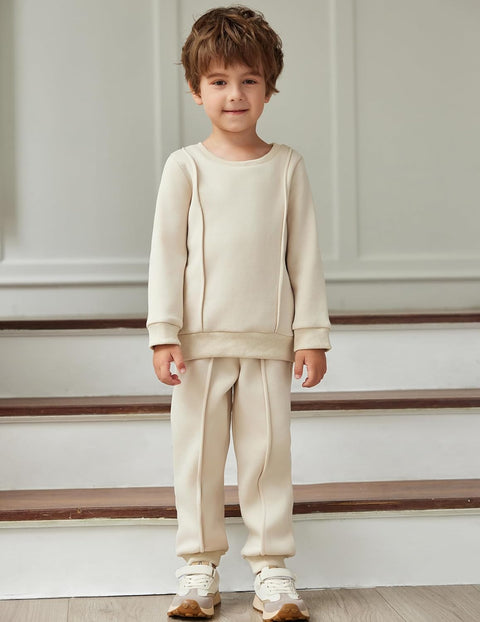 Arshiner Boys Round Neck Long Sleeve Sweatshirt and Pants Set