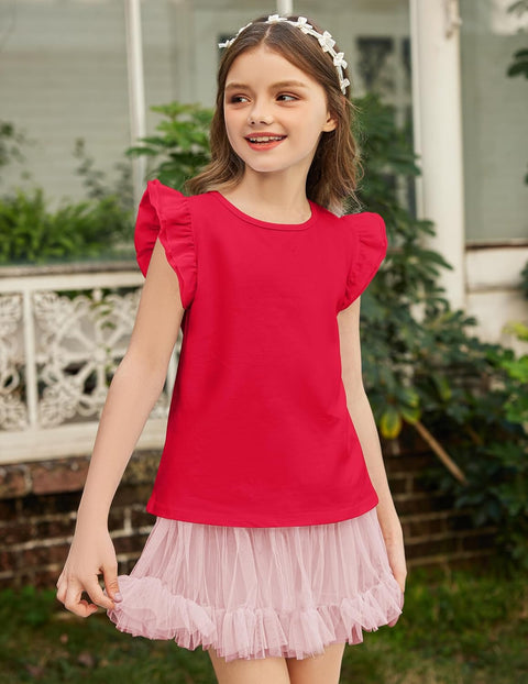 Arshiner Girls Shirts Ruffle Short Sleeve Cute Casual Tops Blouse Tee