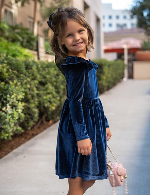 Arshiner Toddler Velvet Dress Little Girls Ruffle Dresses