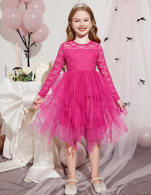 Arshiner Flower Girl Dress Toddler Contrast Lace Tutu Tulle Dresses