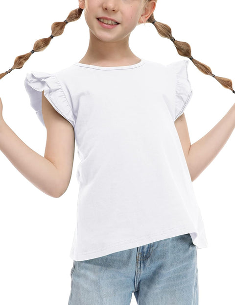 Arshiner Girls Shirts Ruffle Short Sleeve Cute Casual Tops Blouse Tee