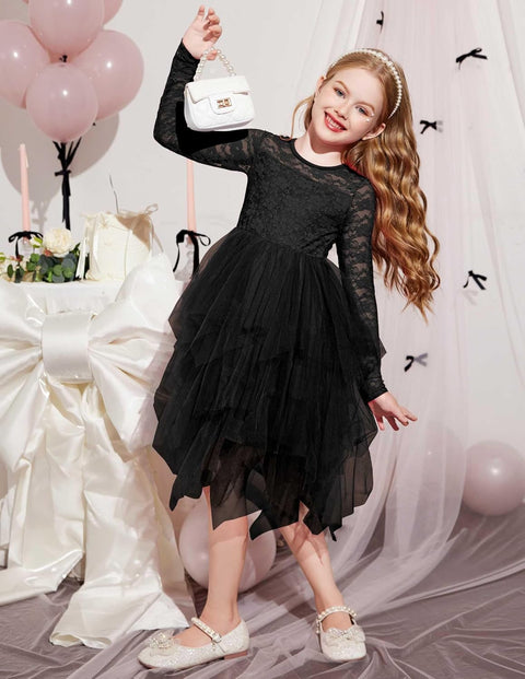Arshiner Flower Girl Dress Toddler Contrast Lace Tutu Tulle Dresses