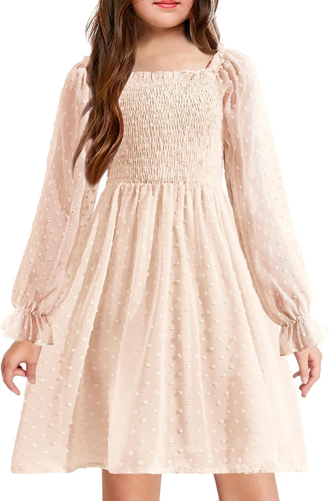 Arshiner Girl Tulle Dress Winter Long Sleeve Teen Girls Party Dresses