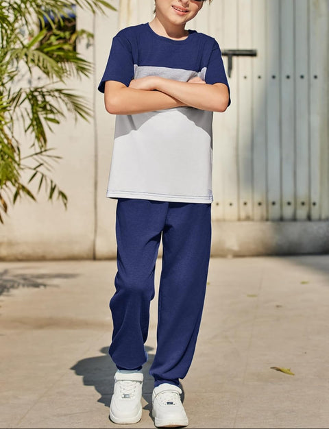 Arshiner Boy's Pants Set - 2 Piece ColorBlock T-Shirt and Pants