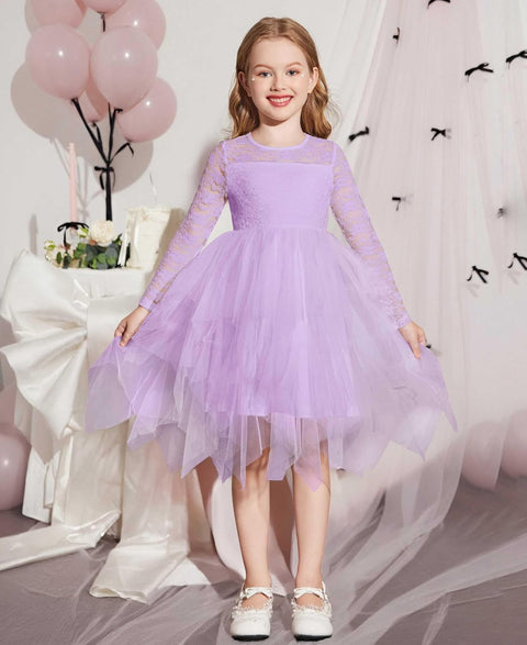Arshiner Flower Girl Dress Toddler Contrast Lace Tutu Tulle Dresses