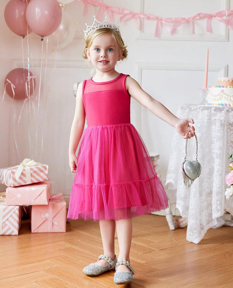 [2T-7Y] Arshiner Toddler Sleeveless Formal Dress Fancy Cute Tulle Glitter Dresses