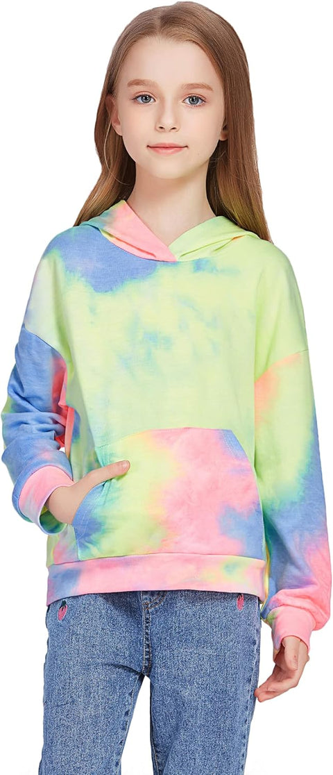 Arshiner Girls Tie Dye Sweatshirts Loose Casual Hoodies Tops