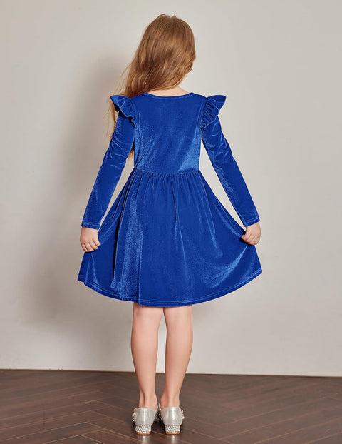 Arshiner Toddler Velvet Dress Little Girls Ruffle Dresses