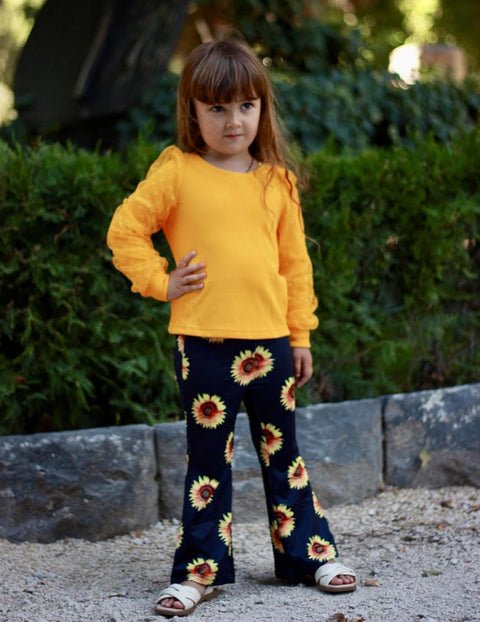 Arshiner Girls 2 Piece Outfits Knit Tulle Puff Top and Flare Pants Set