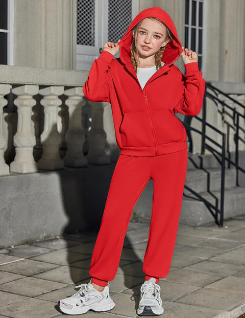 Arshiner Girls 2 Piece Outfits Jogger Sets With Zip Up Hoodie