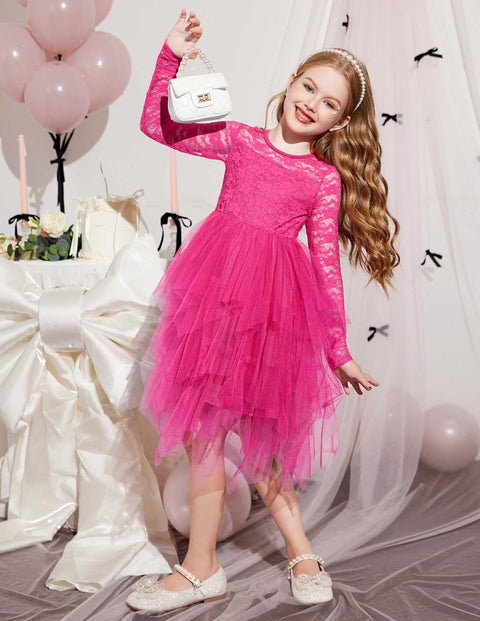 Arshiner Flower Girl Dress Toddler Contrast Lace Tutu Tulle Dresses