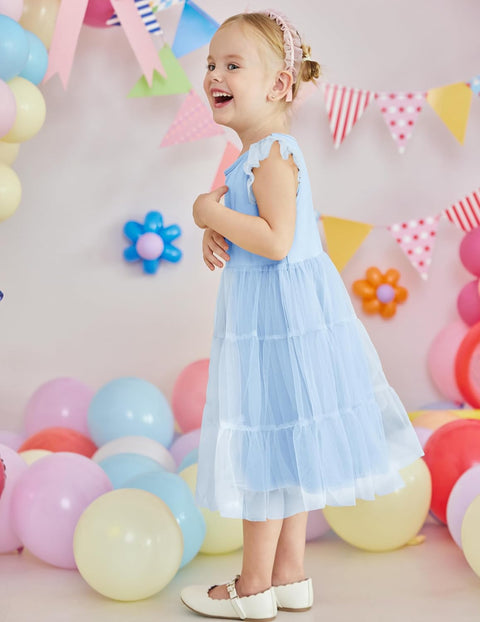 Arshiner Toddler Baby Girl Dress Ruffle Sleeveless Tulle Dresses 2-6
